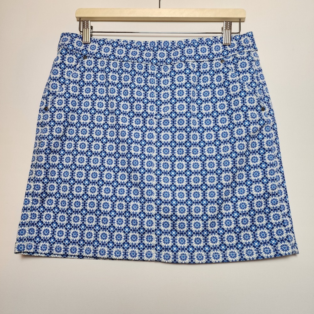 Intro. Love the Fit Geometric Mosaic Star Print Active Skort Blue White Size 10